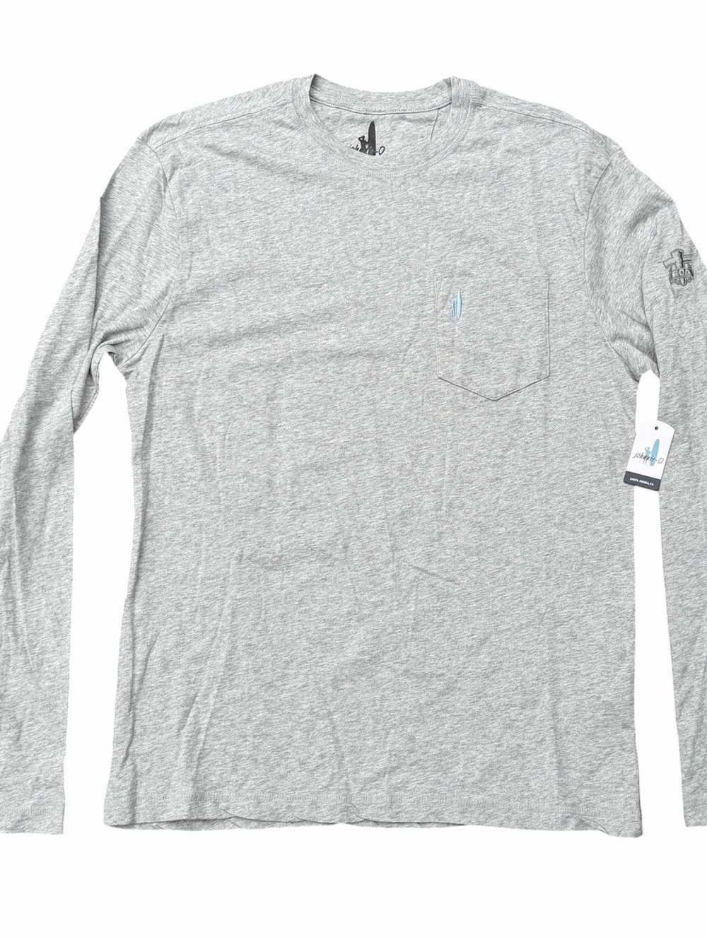 NWT Johnnie O Men’s Small Brennan Long Sleeve Gray T-Shirt FCA Logo Pocket